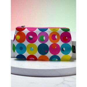 Clinique Kapitza Multicolor Canvas Pouch With Pink Zipper & Inner Lining